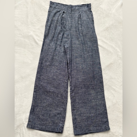 Max Studio Pants - MAX STUDIO Wide Leg Pleated Blue Linen Blend Trousers--NWT--S